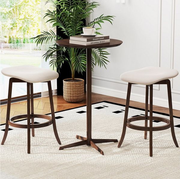 COSTWAY Barhocker (2er Set), Küchenhocker 360° drehbar mit Fußstütze, 74 cm