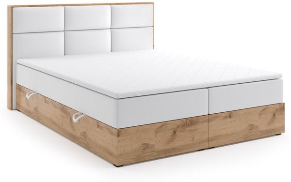 Labett Boxspringbett aus Holz im Loft-Stil LOLY 140x200 160x200 180x200 200x200 (2 Bettkästen, Topper), 7-Zonen Taschenfederkernmatratze H3 oder H4