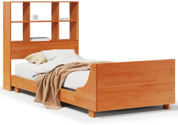 vidaXL Massivholzbett ohne Matratze Wachsbraun 100x200 Kiefernholz 3323697