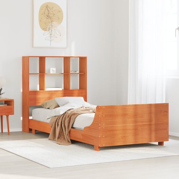 vidaXL Massivholzbett ohne Matratze Wachsbraun 100x200 Kiefernholz 3323697