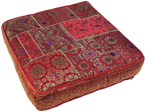 Guru-Shop Sitzkissen Orientalisches eckiges Patchwork Kissen 40 cm,..