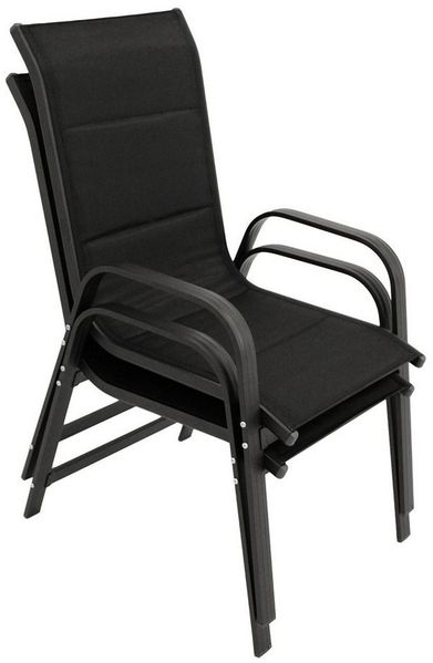 DEGAMO Garten-Essgruppe ALCUDIA 3-teilig, 2x Stapelsessel, 1x Ausziehtisch 70/140x70 cm, Aluminium anthrazit