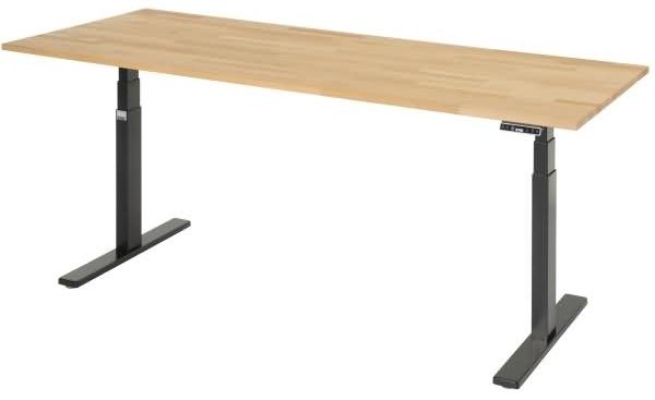 Rau Schreibtisch adlatus 100 2000x800x650-1300 B-Platte schwarz