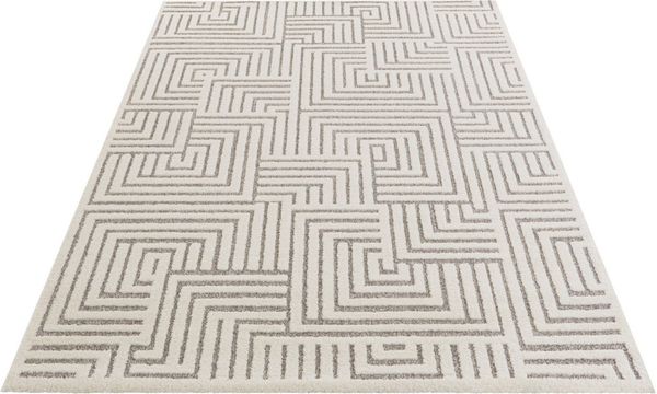 Kurzflor Teppich Manipu Creme Grau - 160x230x1,4cm