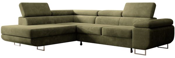 Selsey 'Stevil' Ecksofa mit Schlaffunktion, links – Grün – Cord