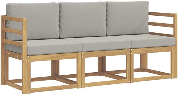 vidaXL Outdoor-Sofagarnitur 3 pcs Weiß und Hellgrau 185,5 x 63 x 73 cm 3387160 Bild 2