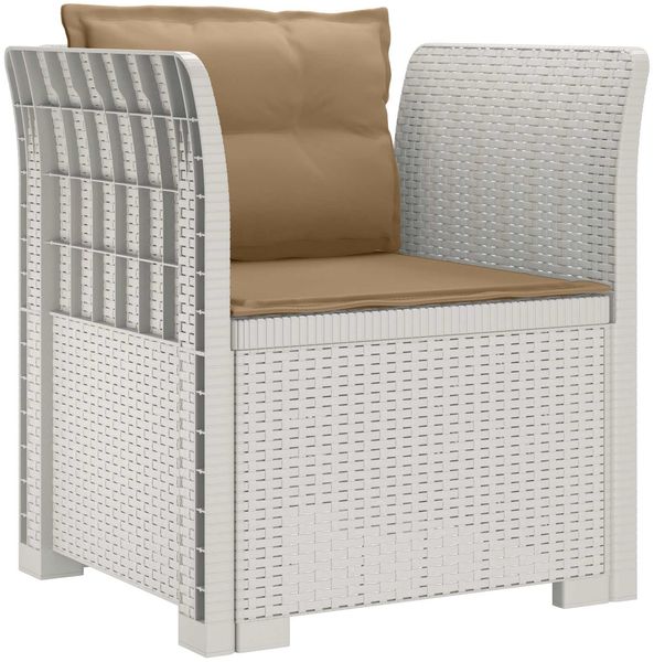 vidaXL 1-Sitzer Sessel mit Kissen Rattan-Look PP Weiß 8011878