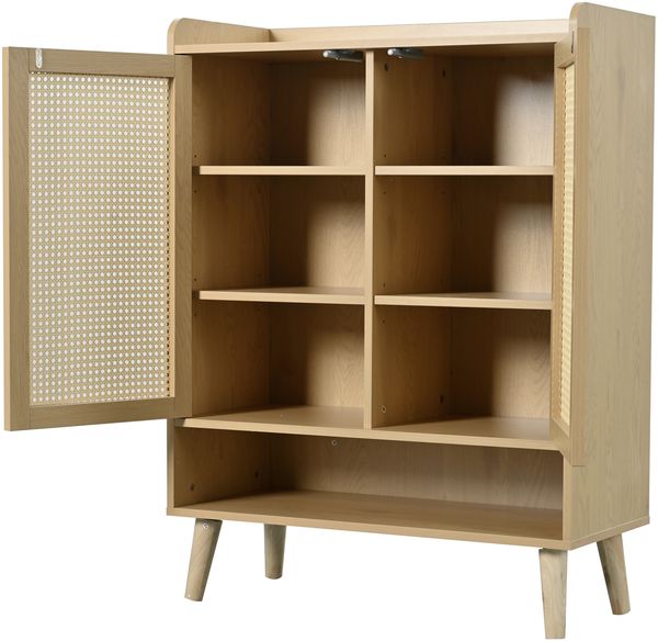 Schuhschrank mit Rattantüren & Push-Open, eiche, 80x35x105 cm Bild 8
