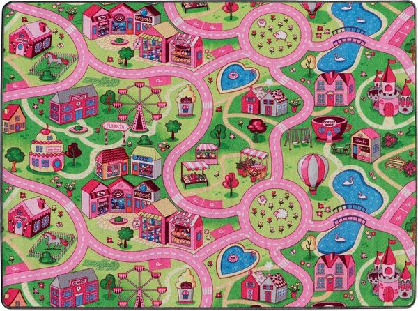 Primaflor-Ideen in Textil Kinderteppich Spielteppich SWEET CITY, Made in Belgium, rechteckig, Höhe: 5 mm, Straßen-Teppich, Straßenbreite ca. 9 cm, Kinderzimmer