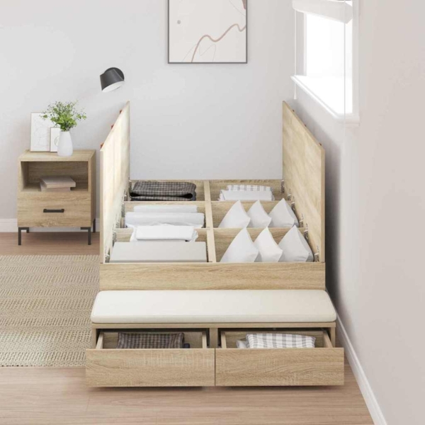 vidaXL Bett mit Stauraum mit Tür Sonoma-Eiche 226,5 x 75 x 31,5 cm 3335679 Bild 3