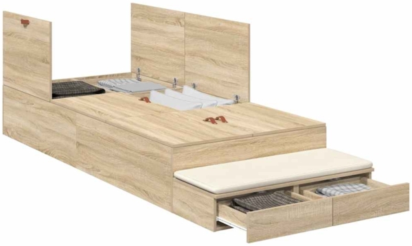 vidaXL Bett mit Stauraum mit Tür Sonoma-Eiche 226,5 x 75 x 31,5 cm 3335679 Bild 2