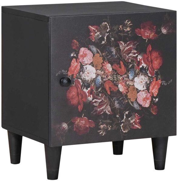vidaXL Nachttisch mit Tür Schwarz 40 x 33 x 46 cm Massivholz Mango 4018696