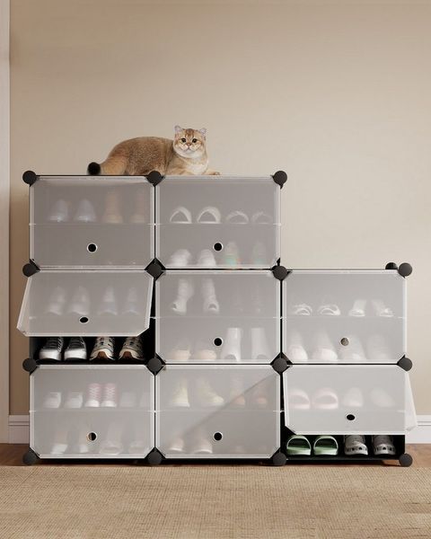 Sekey Schuhregal Schuhregal Schuhschrank Schuh-Organizer Stecksystem DIY-Regal, 1-tlg 32 Paar Schuhe Kunststoff mit Schwarz 8 Tür