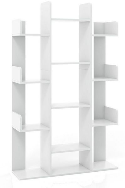 COSTWAY Bücherregal, mit 13 offenen Fächern, im Baumform, 86x24,5x141cm