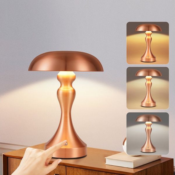 Nettlife LED Nachttischlampe Touch Dimmbar Kabellos Akku Tischleuchte Vintage mit USB Aufladbar, Dimmbar, LED fest integriert, Batterie Tischlampe für Fensterbank Wohnzimmer Schlafzimmer