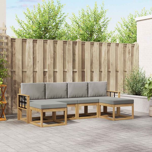 vidaXL Outdoor-Sofagarnitur mit Kissen 6 pcs Weiß und Hellgrau 3388025
