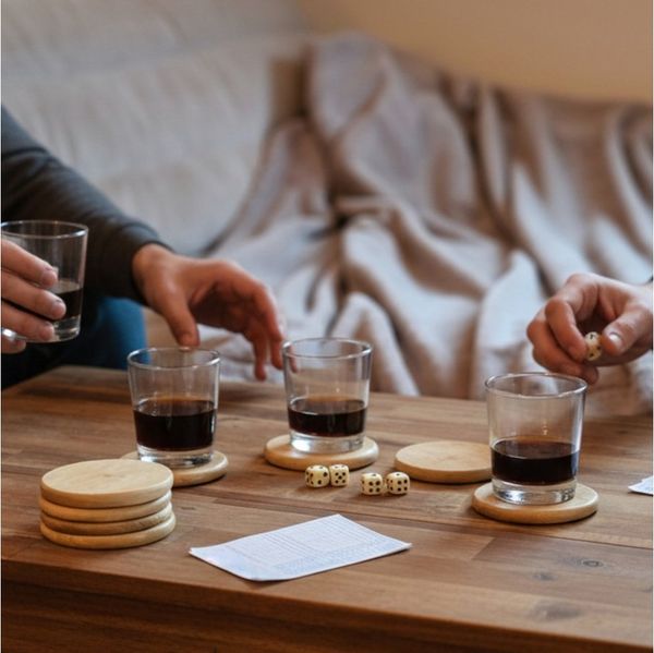 Meinposten Glasuntersetzer Teakholz Untersetzer rund 10 cm 8er Set – für Getränke & Raclette, Spar-Set, 8-tlg.