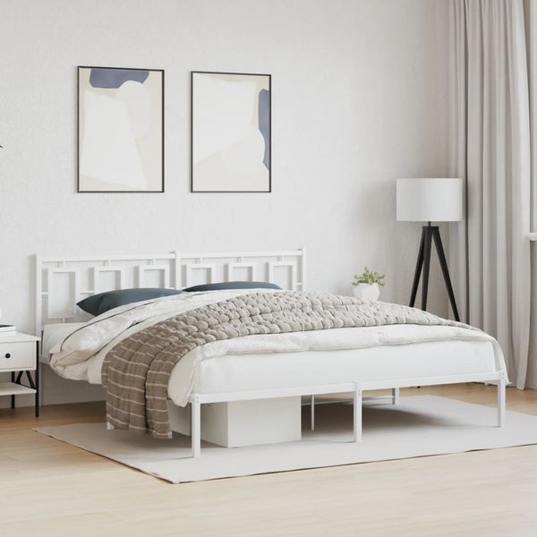 vidaXL Bettgestell mit Kopfteil Metall Weiß 183x213 cm 374295