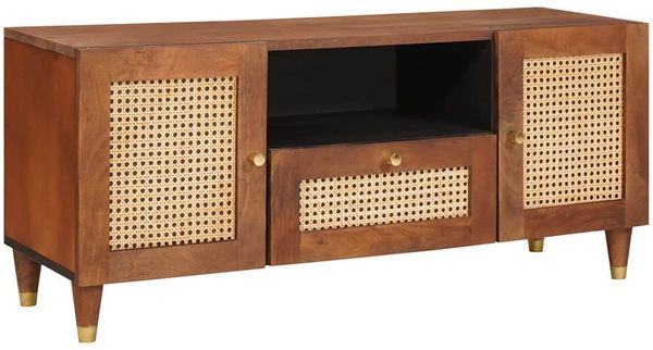 vidaXL TV-Schränk mit Regal Braun 105 x 33,5 x 46 cm Massivholz Mango 4018894