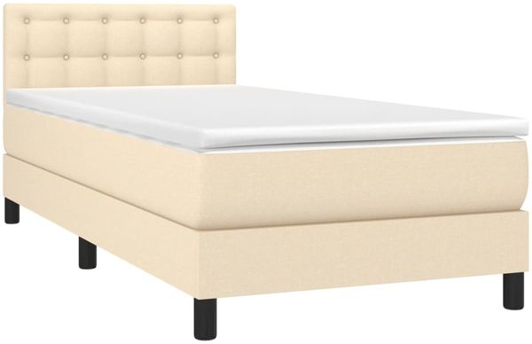 vidaXL Boxspringbett mit Matratze Creme 100x200 cm Stoff 3140358 Bild 3