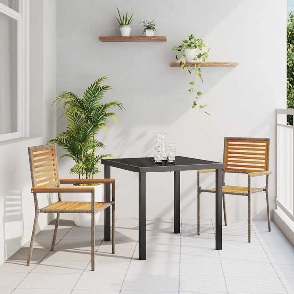Garten Stapelstühle 2er Set, Balkonstuhl Braun und Grau 54 x 56 x 90 cm