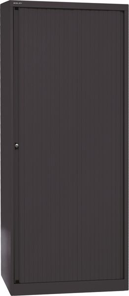 BISLEY Rollladenschrank aus Metall in schwarz Rollladen aus Kunststoff abschließbar inkl. 4 Einlegeböden, ET408194S-5633