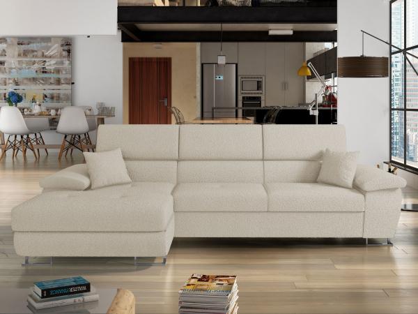 Ecksofa Cotere Mini Premium mit Schlaffunktion und Bettkasten (Farbe: Abriamo 03, Seite: Links)