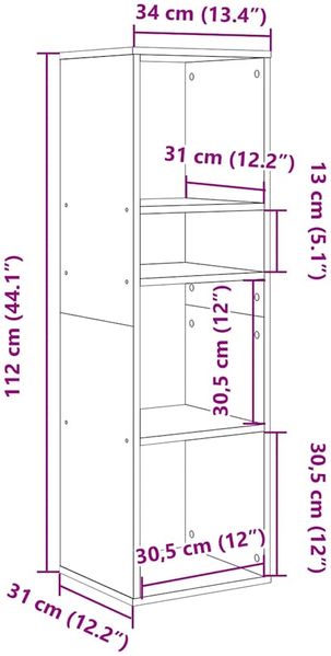 vidaXL Bücherregal Schwarz 34x31x112 cm Holzwerkstoff 860284 Bild 9