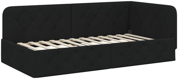 vidaXL Eckbettgestell mit Kopfteil Schwarz 90x200 cm Stoff 42016497 Bild 1