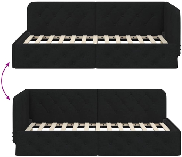 vidaXL Eckbettgestell mit Kopfteil Schwarz 90x200 cm Stoff 42016497 Bild 8