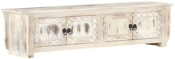vidaXL TV-Schrank Weiß 140x30x35 cm Massivholz Mango 286388