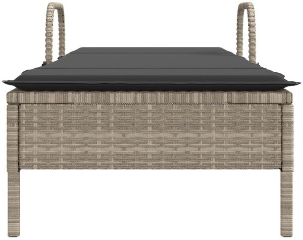 vidaXL Sonnenliege mit Rollen und Auflage Hellgrau Poly Rattan 368313 Bild 4