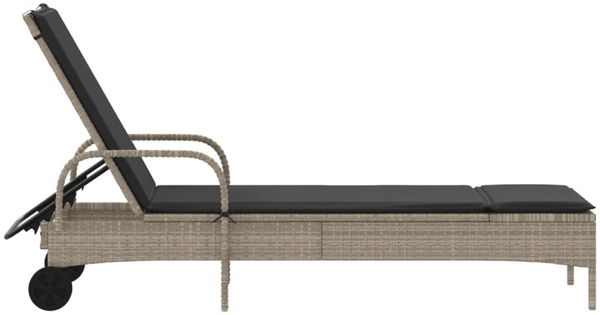 vidaXL Sonnenliege mit Rollen und Auflage Hellgrau Poly Rattan 368313 Bild 5