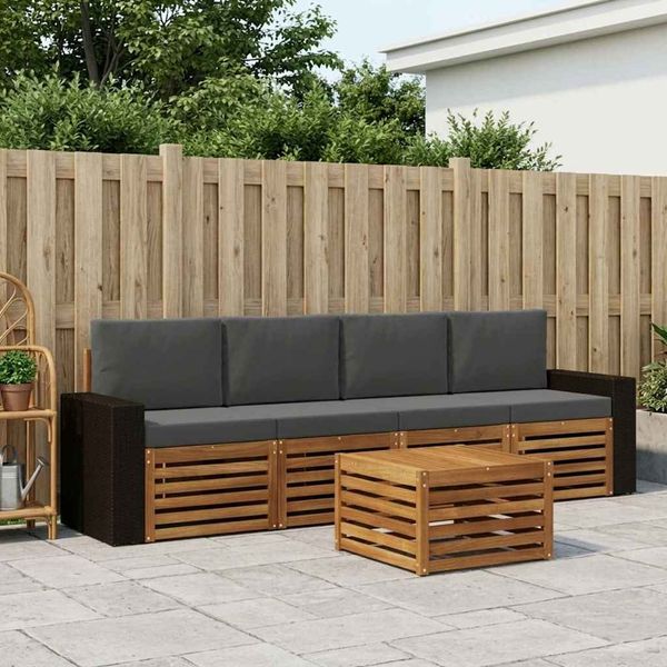 vidaXL Outdoor-Sofagarnitur mit Kissen 5 pcs Natur und Anthrazit 3384003