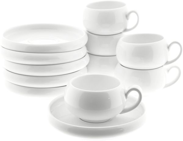 Belicia Mokkatassen-Set mit Untertasse - 12-teilig aus Porzellan in Weiß