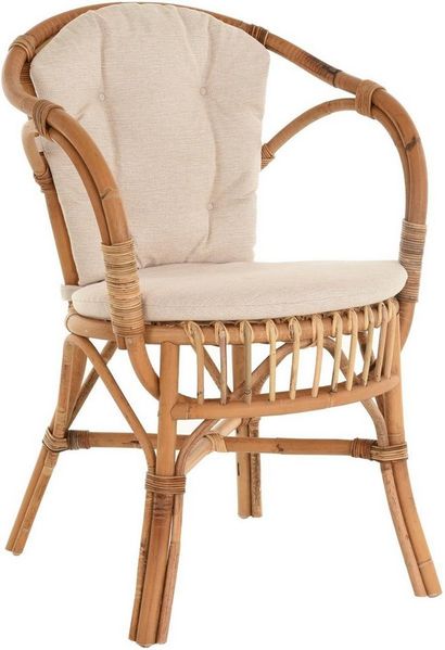 Krines Home Relaxsessel Klassischer Flecht-Sessel im skandinavischem Stil/Korbstuhl mit Kissen, aus Natur-Rattan