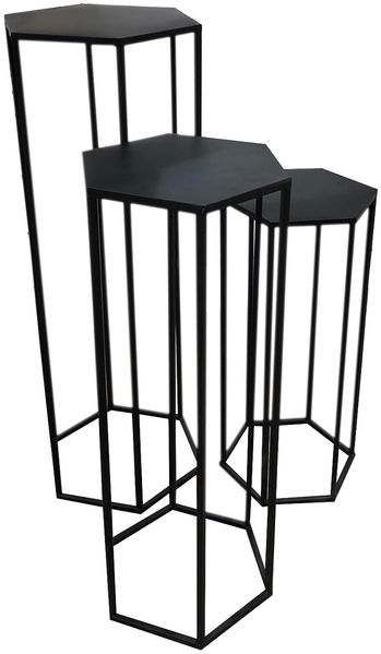HOME DECO FACTORY Gigogne X3 Metall Schwarz Mobilier Schreibtisch Konsole Sellette Möbel Innenbereich, 60 x 30 x 26 cm