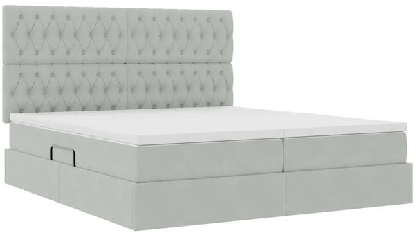 vidaXL Bett mit LED-Lichtleisten Hellgrau 180 x 200 cm Samt 3372893 Bild 6