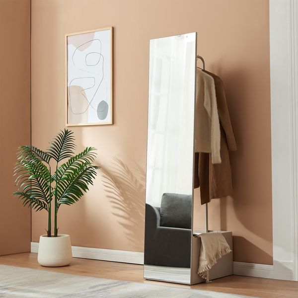 Garderobenspiegel 2-in-1 Saden 165x40x51 cm Sandfarben [en. casa]