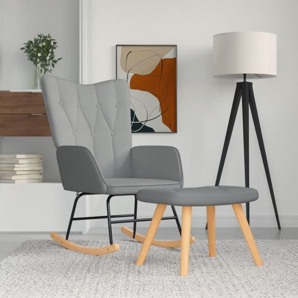 vidaXL Schaukelsessel mit Hocker Hellgrau Stoff 327622