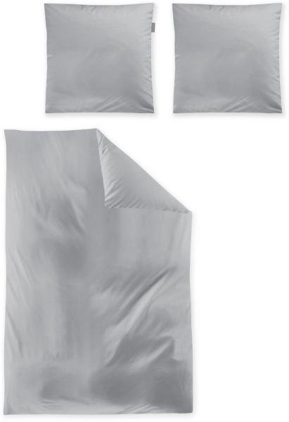 Irisette Mako-Satin uni Bettwäsche Set uni Paris 8000 grau 200 x 220 cm + 2 x Kissenbezug 80 x 80 cm