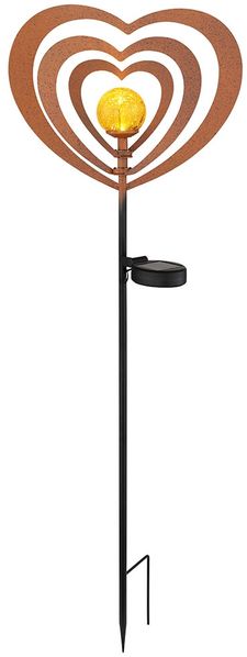 LED Solarleuchte, Metall, rostfarben, Glaskugel, H 82 cm