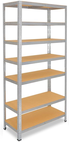 shelfplaza HOME 155x23x30 cm Schwerlastregal in grau-verzinkt mit 7 Böden und 125 kg Traglast pro Boden