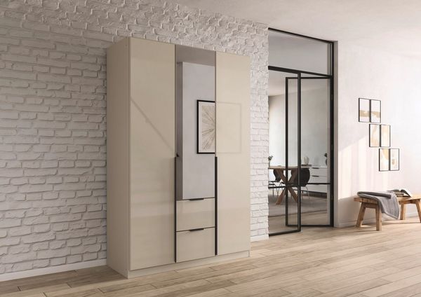 OTTO home Drehtürenschrank Kleiderschrank Kleiderschränke Schrank Garderobe AGORDO mit Glasfront (in zwei Griff-Farben, Breiten 91-360 cm) mit Außenschubkästen, in 7 Breiten und 2 Höhen MADE IN GERMANY
