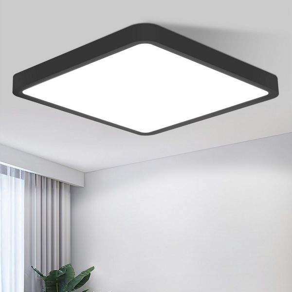 ZMH LED Deckenleuchte Wohnzimmer 23CM Schwarz/Weiß Deckenlampe 6500K Eckig für Küche Flur, Augenschutz, Einfache Installtion, LED fest integriert, 6500K, 18W Modern Flurlampe Deckenbeleuchtung Schlafzimmer