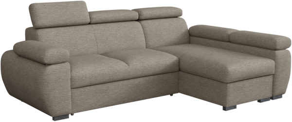 Ecksofa Boston Mini mit Schlaffunktion, Bettkasten, Einstellbare Kopfstützen (Farbe: Aragon 20, Seite: Rechts, 2r+LC)