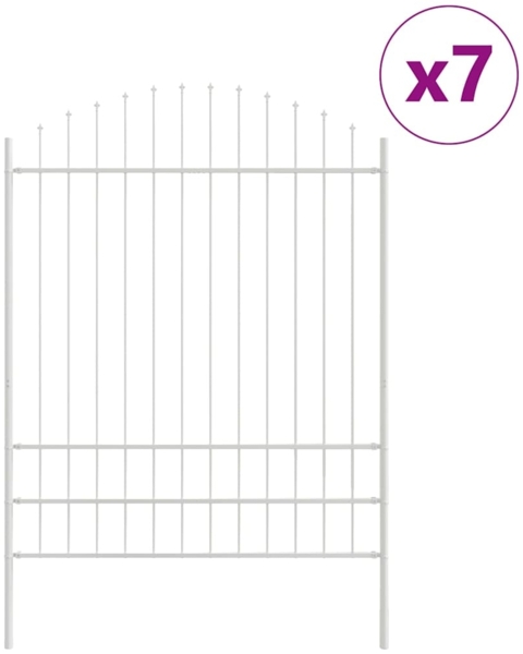 vidaXL Gartenzaun Weiß 1190 x 200 cm Pulverbeschichteter Stahl 3360171 Bild 1