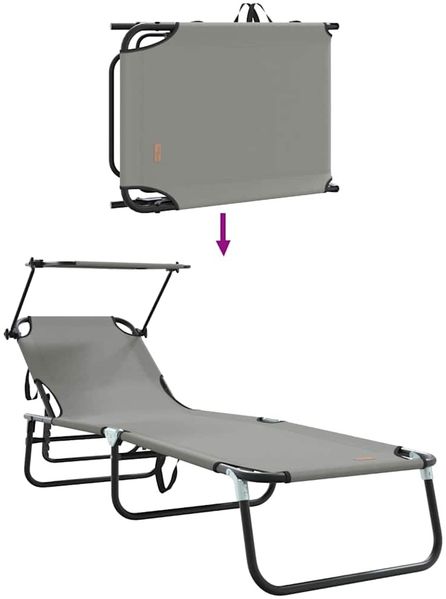 vidaXL Klappbare Sonnenliege Grau 190 x 57 x 81 cm Oxford 42003131 Bild 10