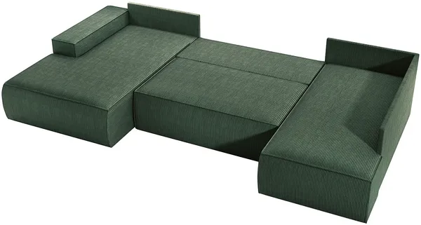Vente-unique - AMELIA Sofa SamtStoff Grün - B 195 cm x H 85 cm x L 349 cm Bild 4