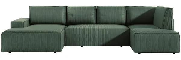 Vente-unique - AMELIA Sofa SamtStoff Grün - B 195 cm x H 85 cm x L 349 cm Bild 2
